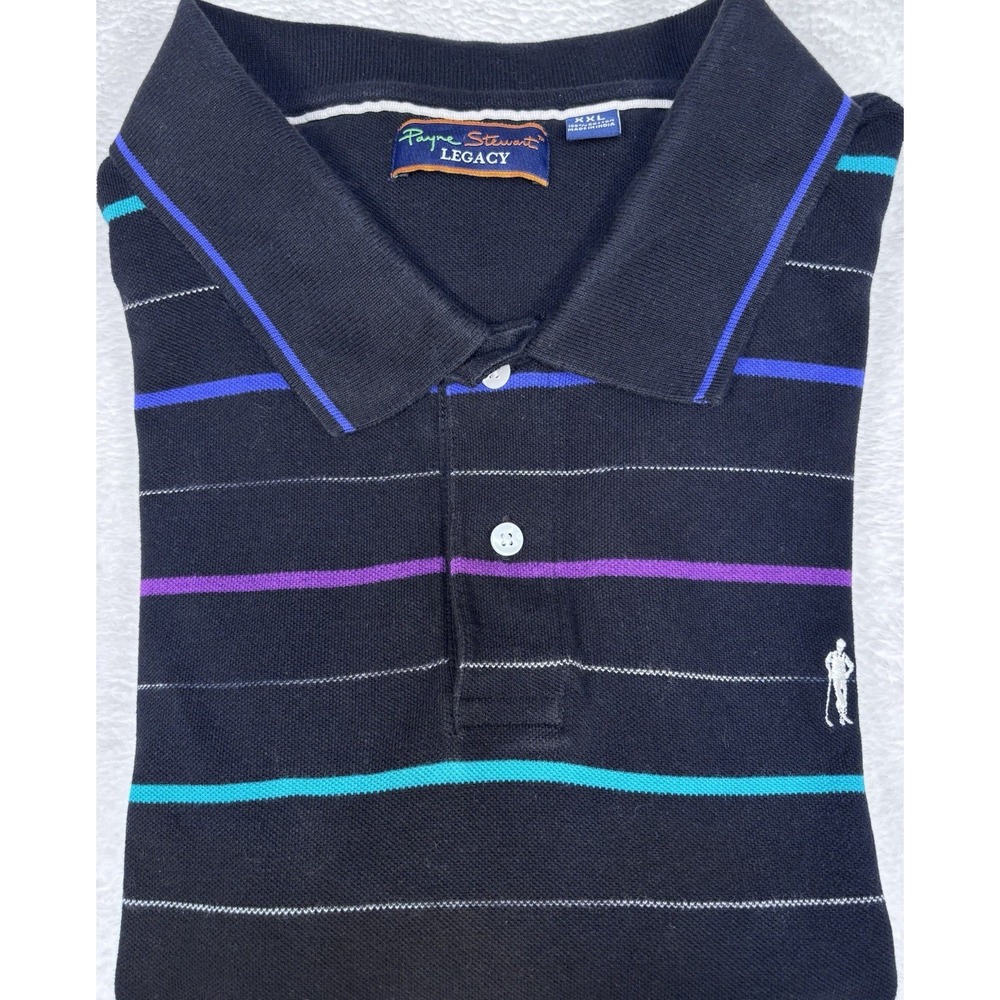 Payne Stewart Legacy Size XXL Black Multicolor Long Sleeves‎ Golf Shirt Men's